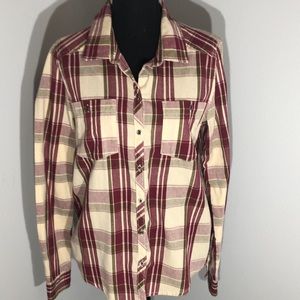 Roxy Burgundy Plaid Button Front Shirt